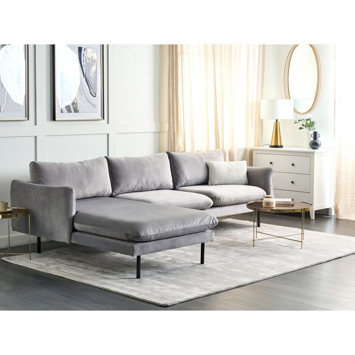 Prawostronny narożnik welurowy szary VINTERBRO