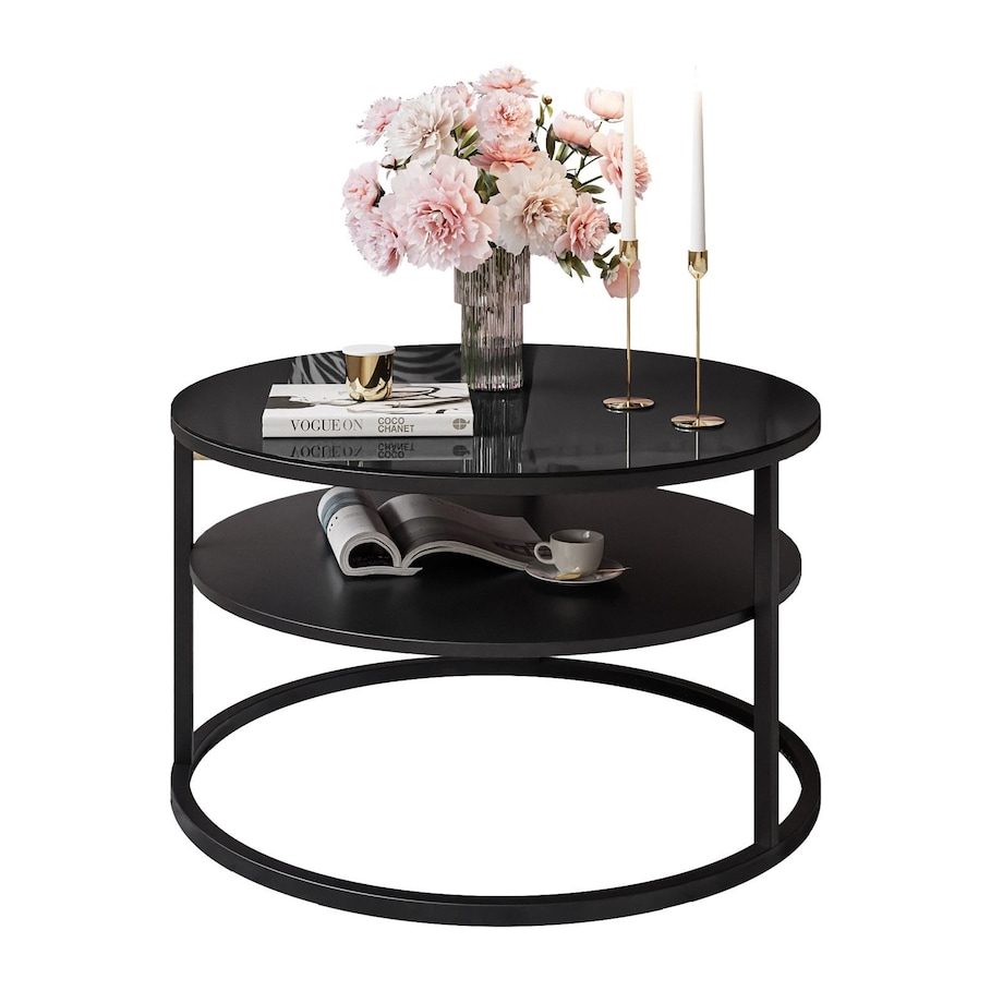 Stolik kawowy CIRI z półką czarne szkło