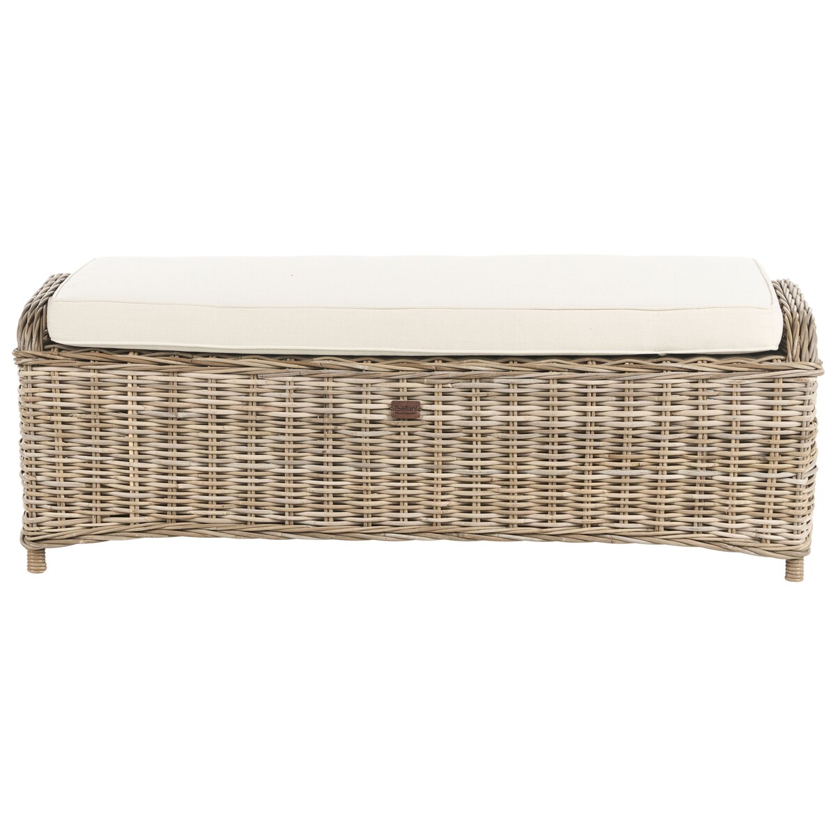 Ławka ogrodowa z poduchą SUSUA 141 cm z otomaną Rattan Naturalny