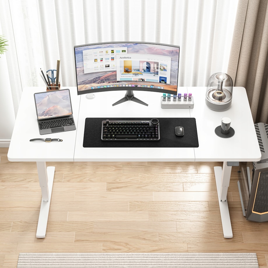 Biurko Elektryczne Podnoszone Białe 160 cm Regulowane 72-118 cm