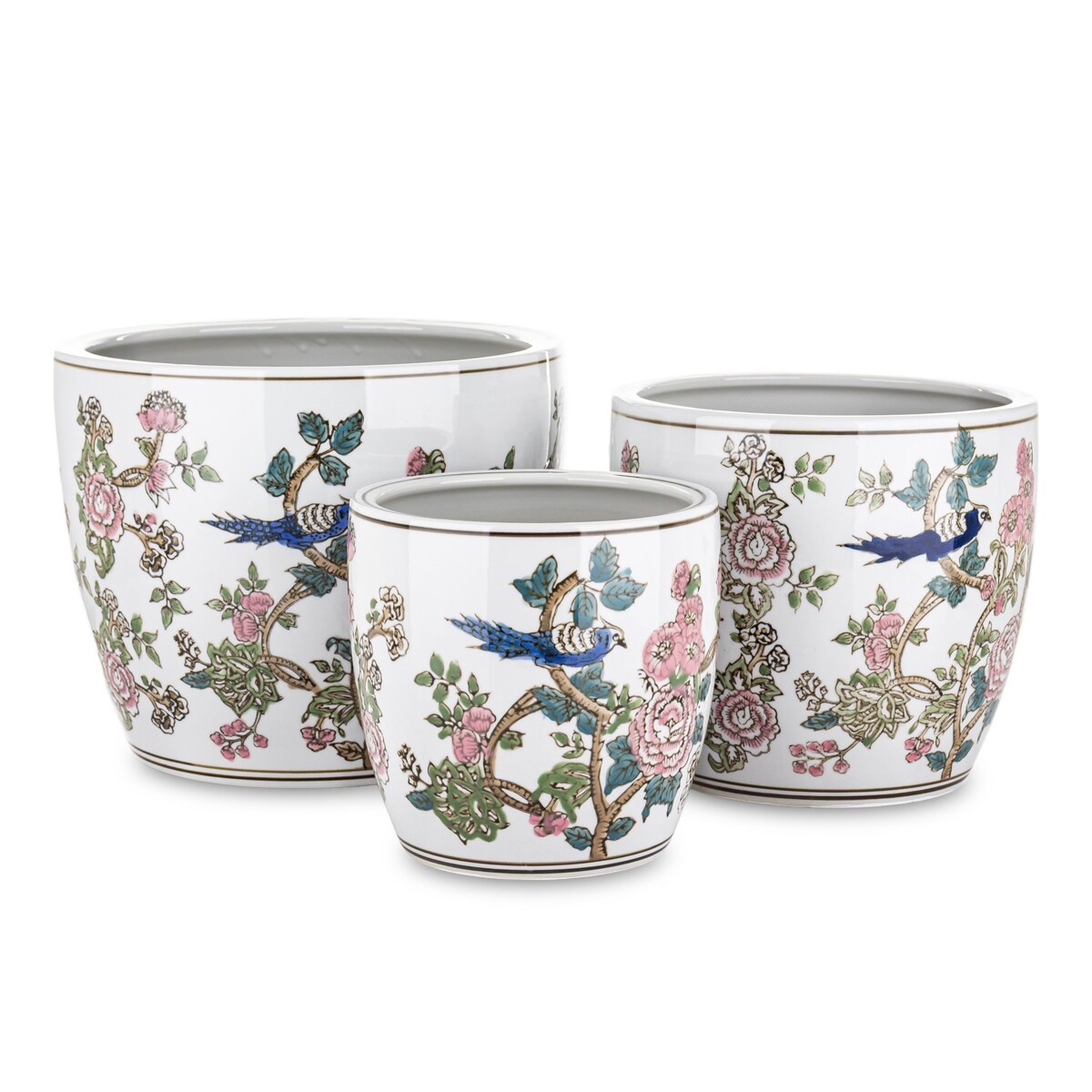 Osłonka 3 szt. ceramiczna w kwiaty 20,5x25 i 19x20 VASI DI FIORI