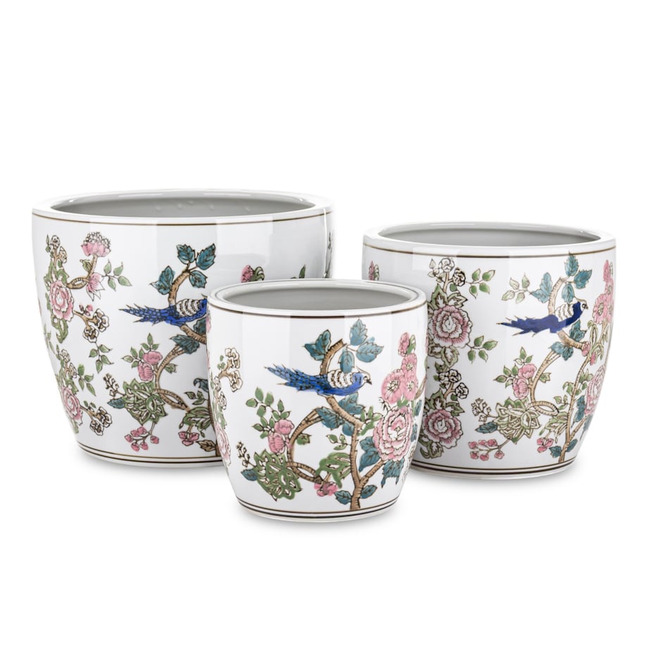 Osłonka 3 szt. ceramiczna w kwiaty 20,5x25 i 19x20 VASI DI FIORI