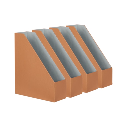 Zestaw 4 pojemników na dokumenty ekoskóra złoty brąz SUMER