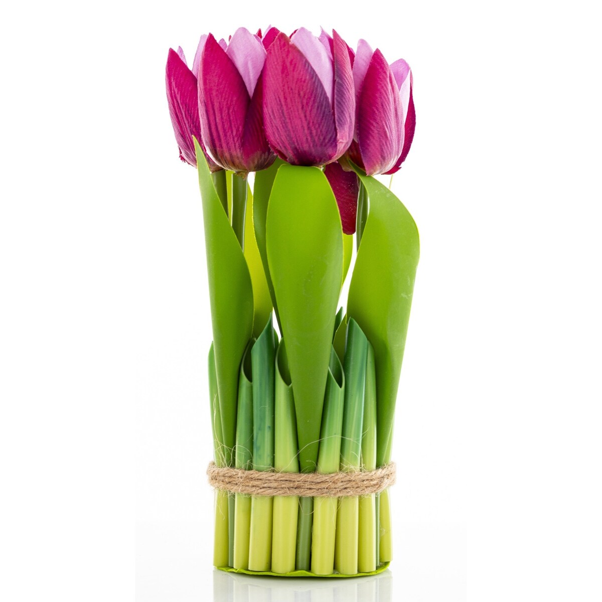 Dekoracja - bukiet sztucznych kwiatów 20x10x10 cm TULIPANY różowe ciemno-jasne