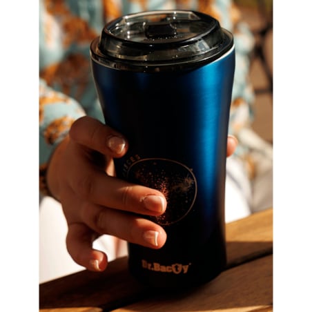 Kubek termiczny na kawę Dr.Bacty Apollo 2.0 "Ryby" - 360 ml - Monaco Blue