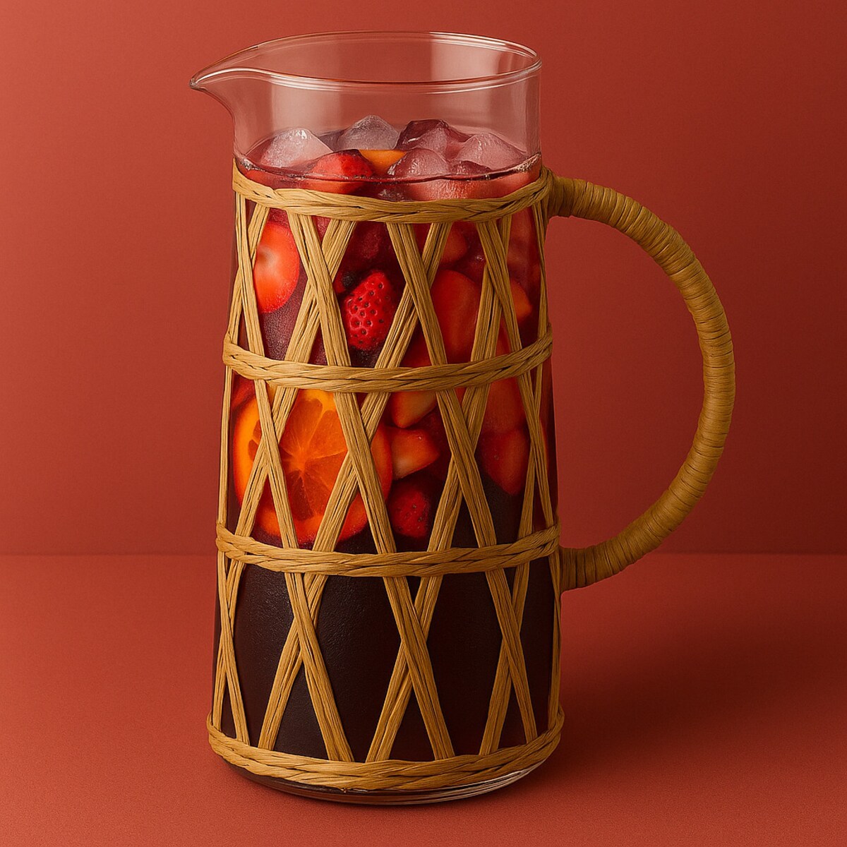 MODERN KITCHEN Dzbanek szklany 1.1L 10x8x19.5cm w oplocie boho