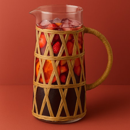 MODERN KITCHEN Dzbanek szklany 1.1L 10x8x19.5cm w oplocie boho