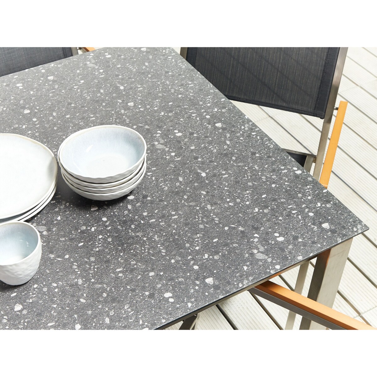 Stół ogrodowy szklany 180 x 90 cm czarny COSOLETO