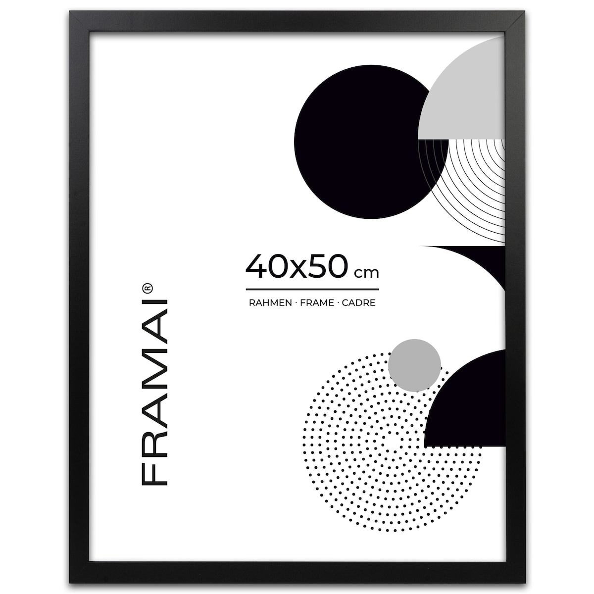 Ramka na zdjęcia 40x50 cm czarna rama MDF z plexi do powieszenia pion poziom klasyczna ramka FRAMAI