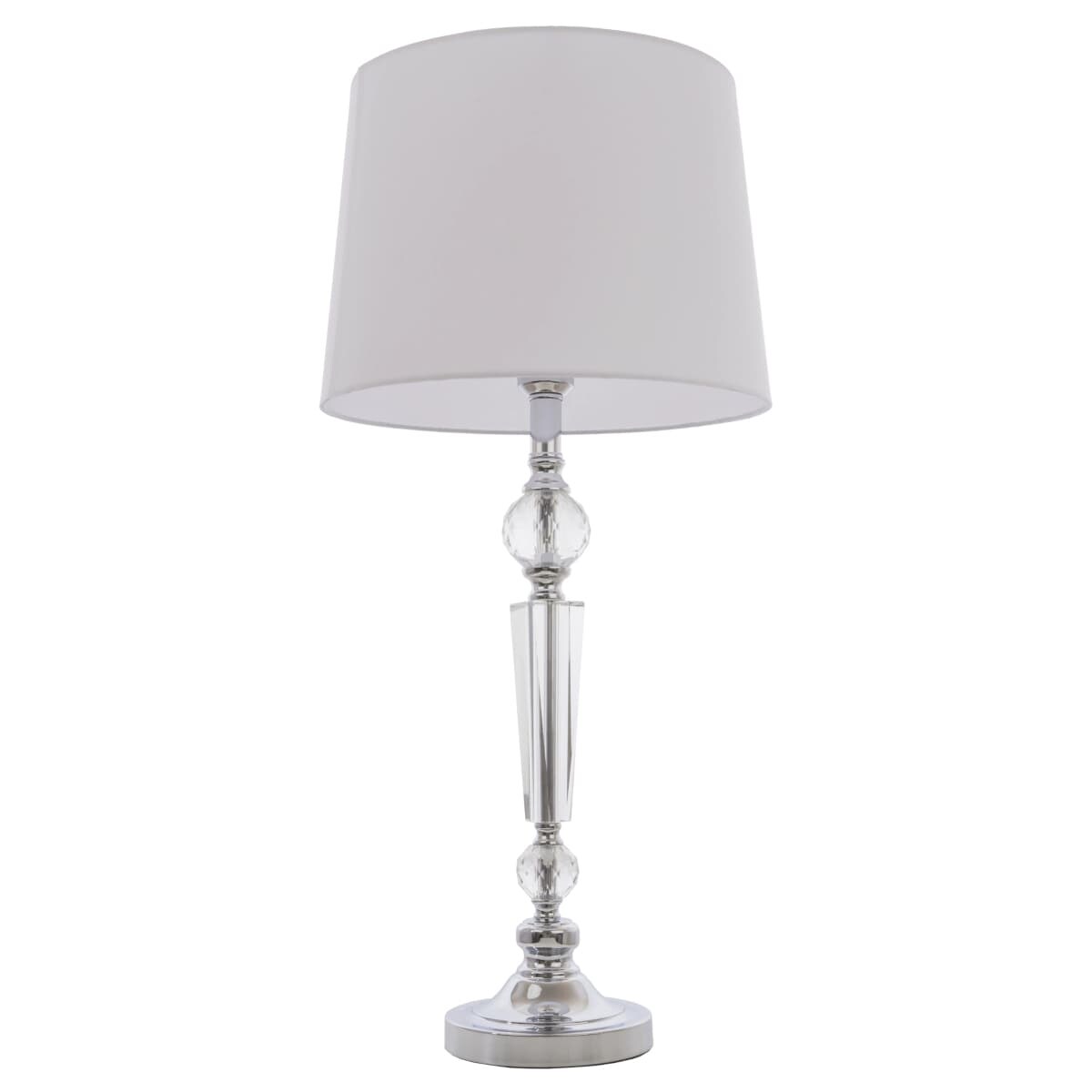 Eklektyczna lampa stołowa Charlotte T01295CH-WH Cosmolight metal tkanina srebrna biała