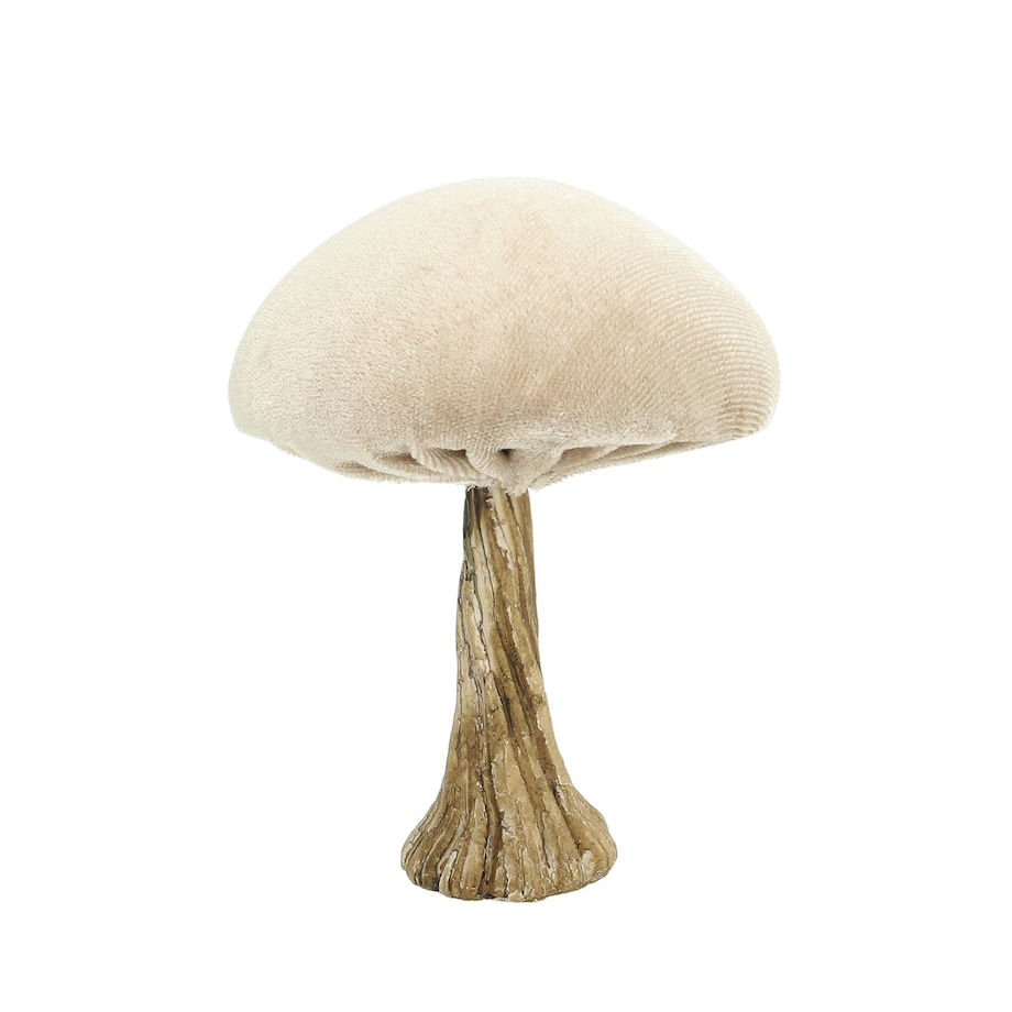 Dekoracja Velvet Mushroom 10 cm beige, 9x10 cm