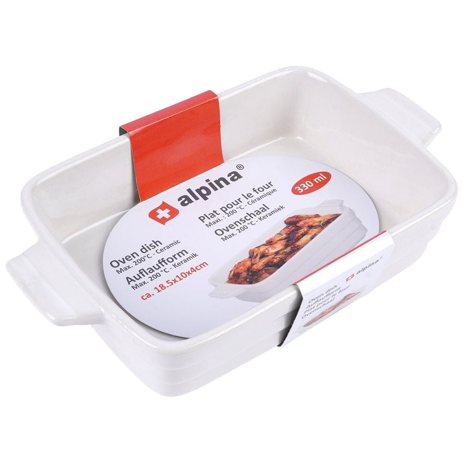 Naczynie Żaroodporne Ceramiczne Białe 19 x 11 x 4 cm do Piekarnika Pieczenie