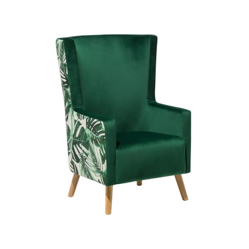 Fotel uszak welurowy zielony ONEIDA