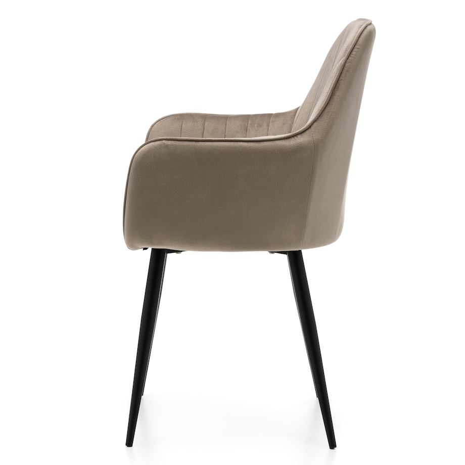 Krzesło tapicerowane EMILIA ciemnobeżowa welur salon jadalnia