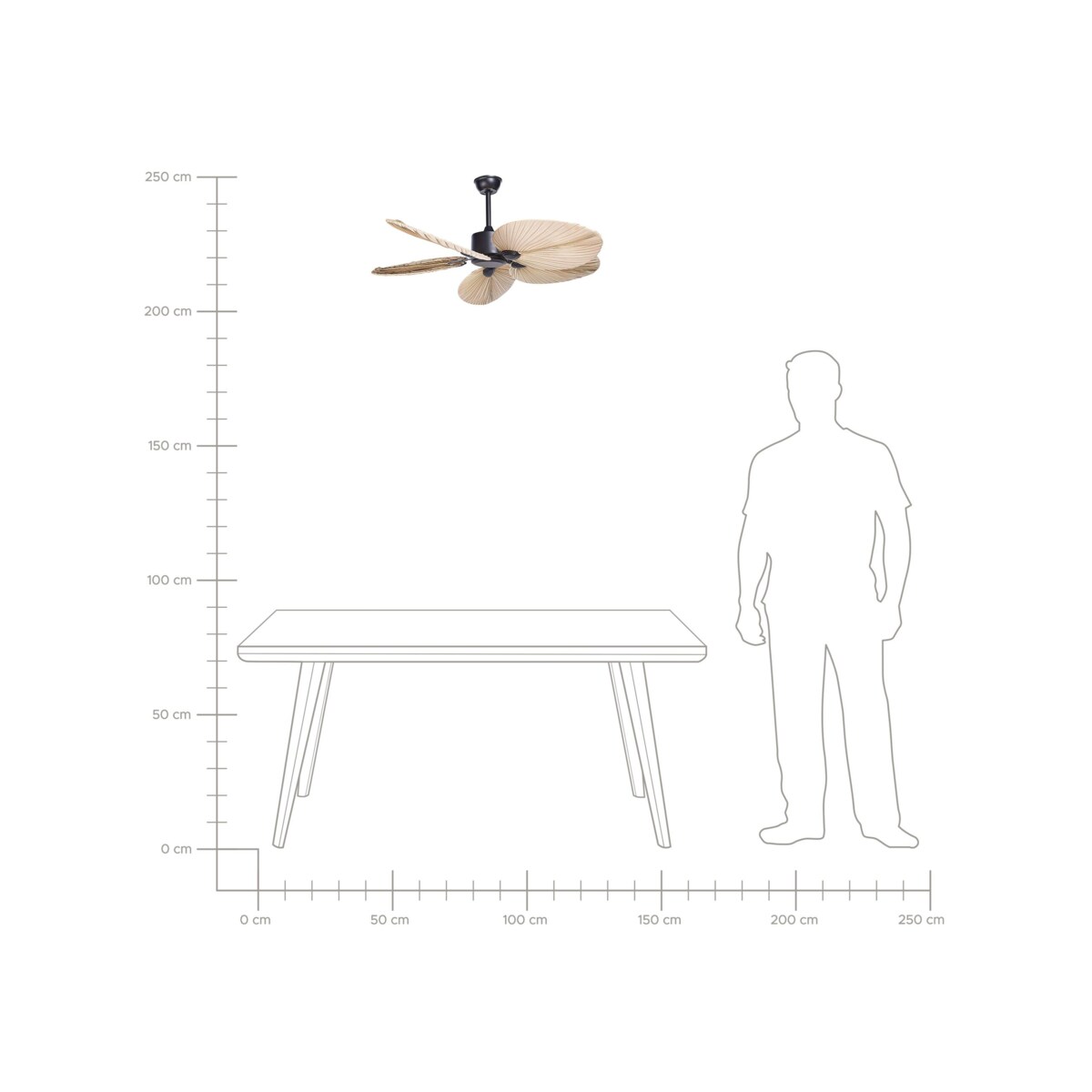 Wentylator sufitowy czarny z naturalnym MAMMOTH