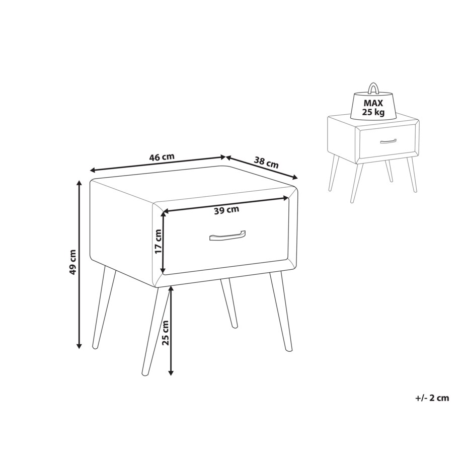 Szafka nocna welurowa czarna FLAYAT