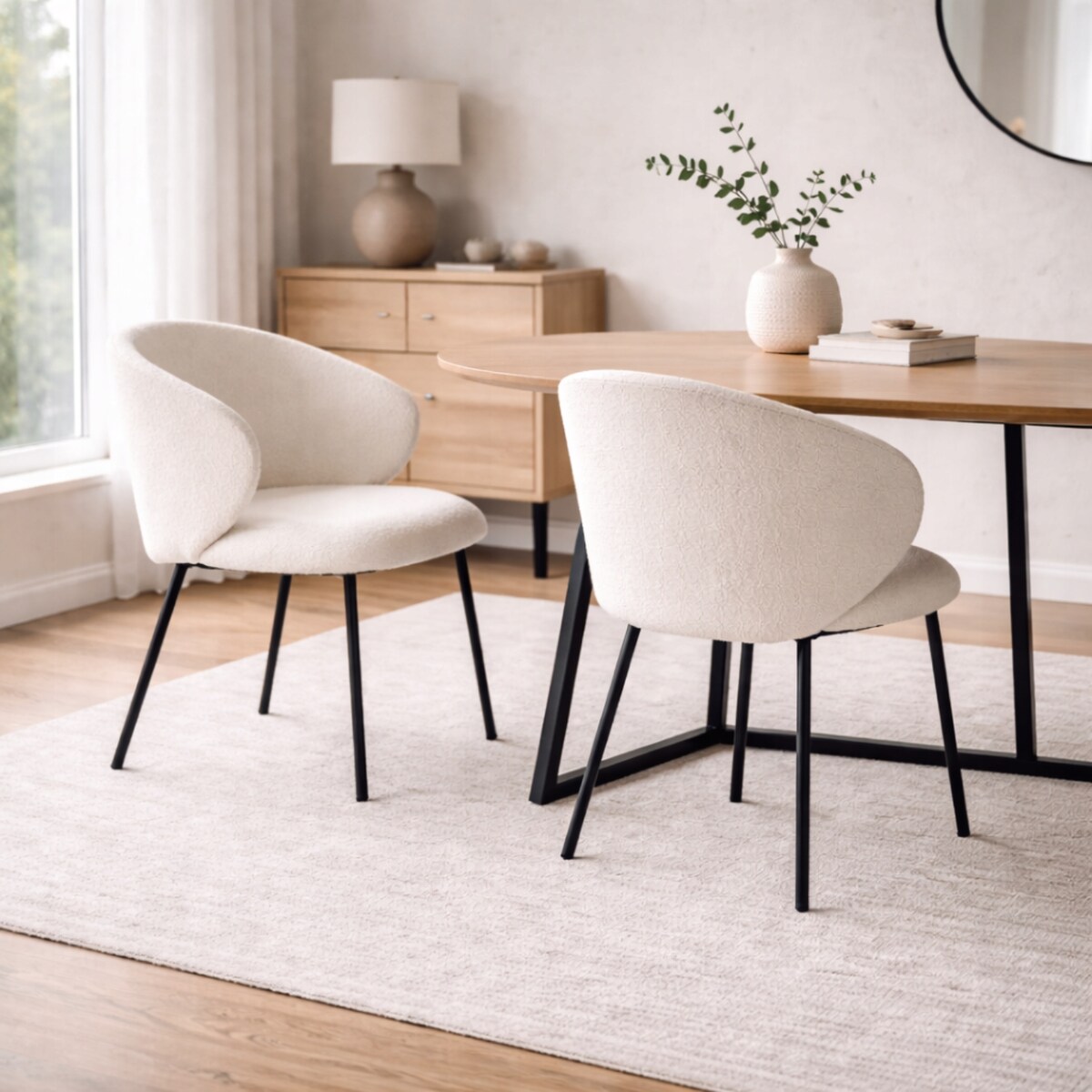 ZESTAW 2 SZTUK Krzesła ZENAR Biało-Czarne Tapicerowane Nowoczesne Loft