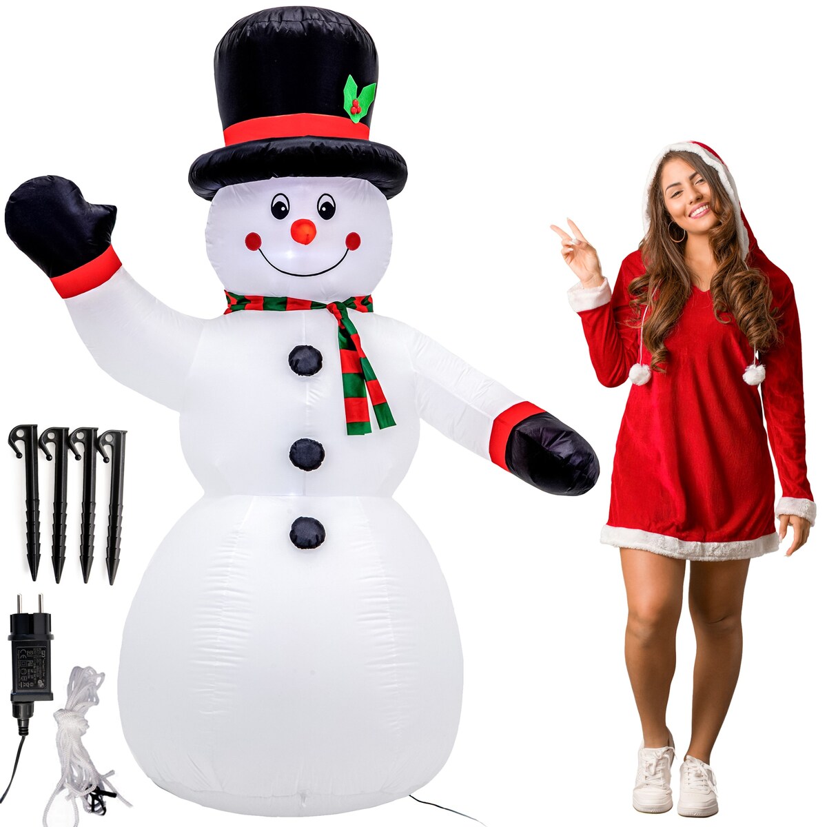 Bałwan Nadmuchiwany Świecący Duży Pompowany Led 180Cm Dmuchaniec