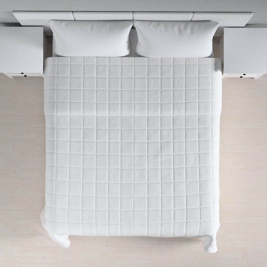 Narzuta pikowana w kratę 260x210 biały