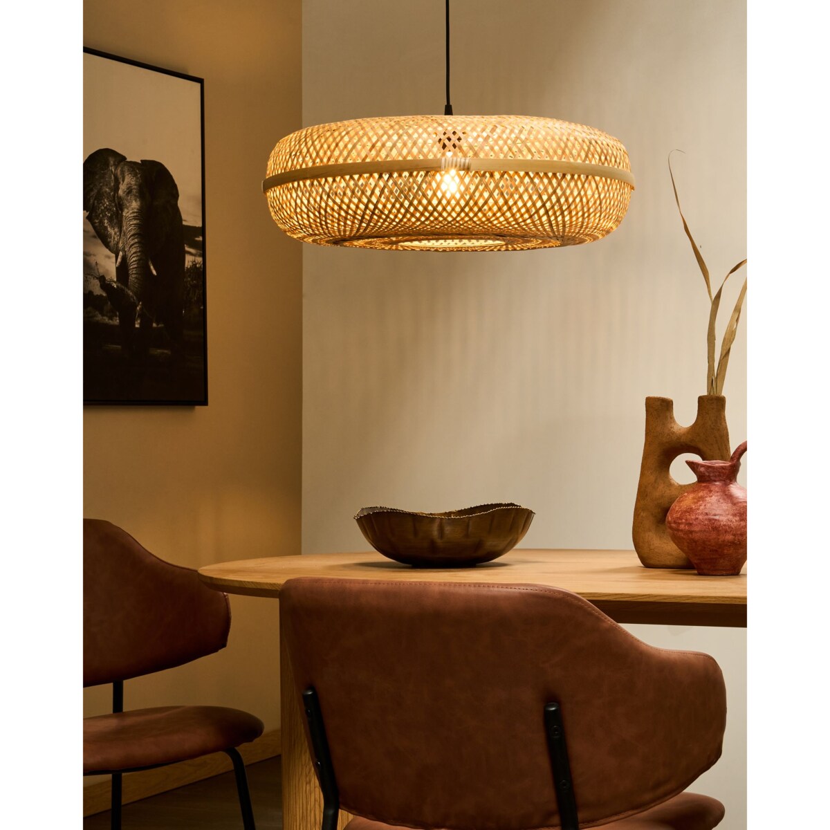 Lampa wisząca LAJAS Drewno bambusowe Naturalny