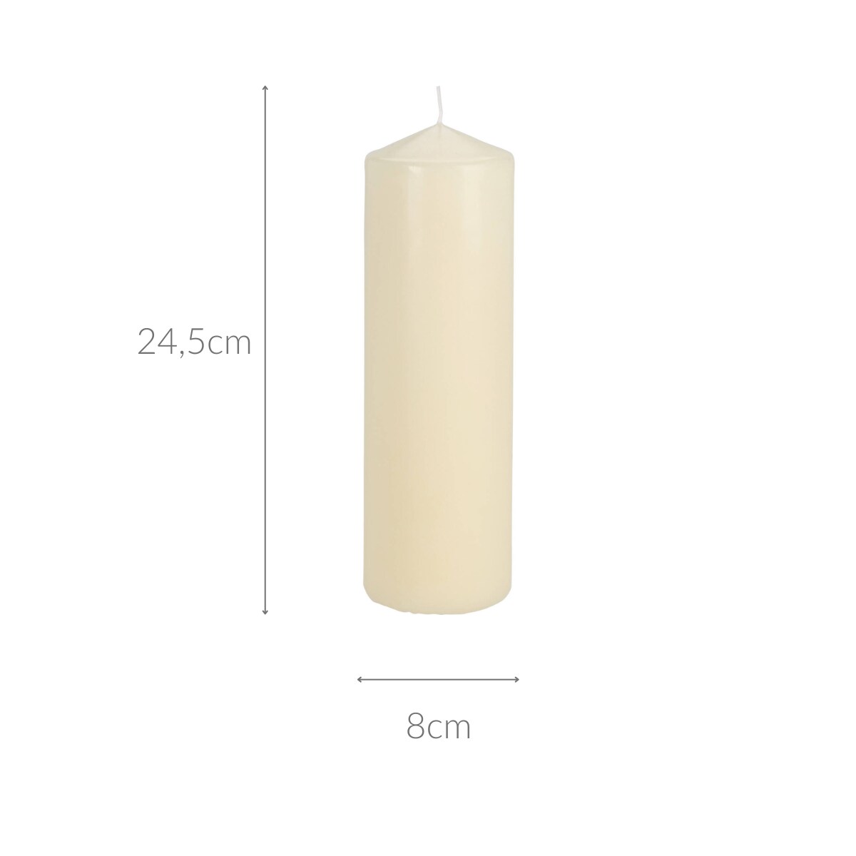 Świeca walec z parafiny, Ø 8 x 24,5 cm