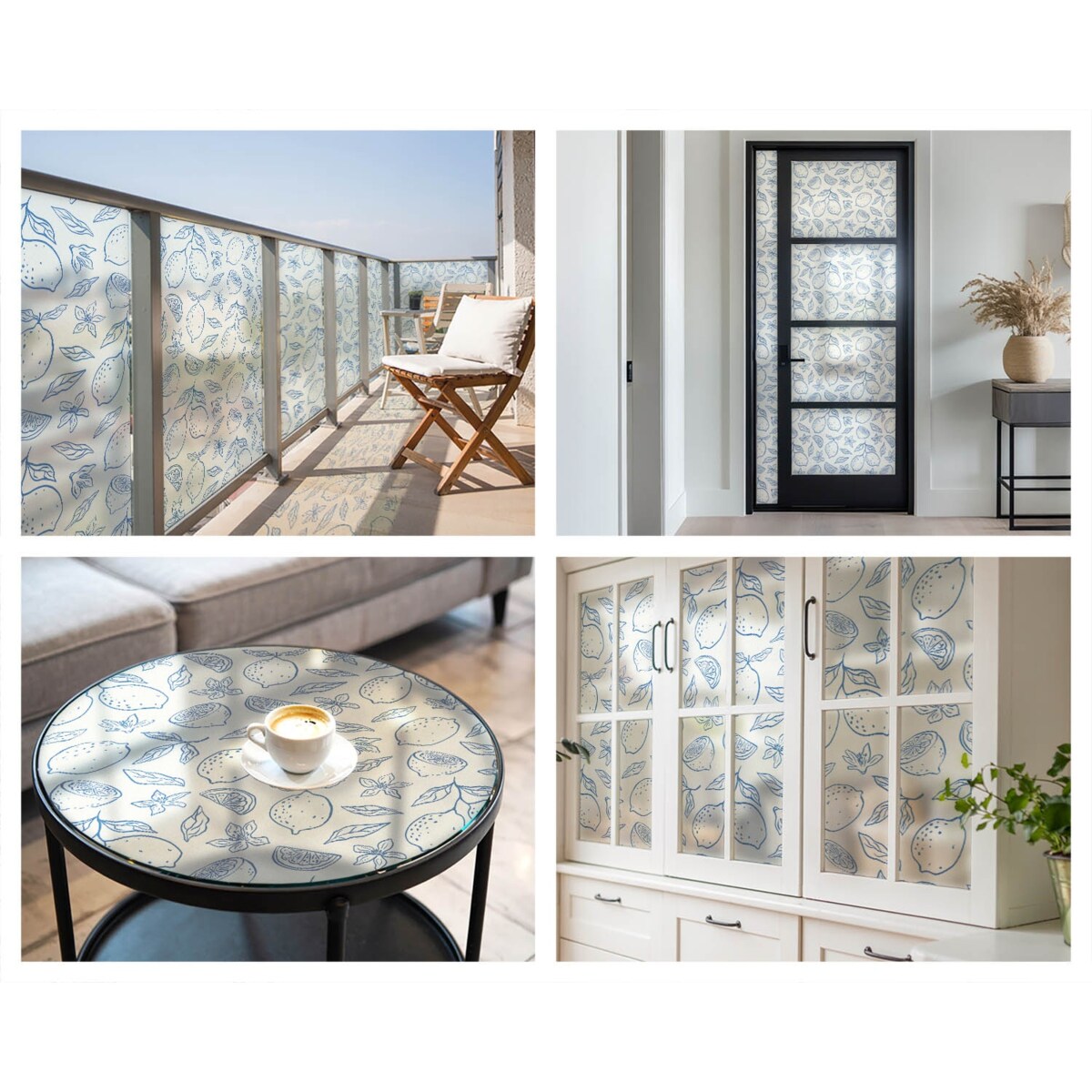 Okleina na okno chroniąca prywatność - Dekoracyjny motyw cytryn w stylu klasycznym - 50x116 cm