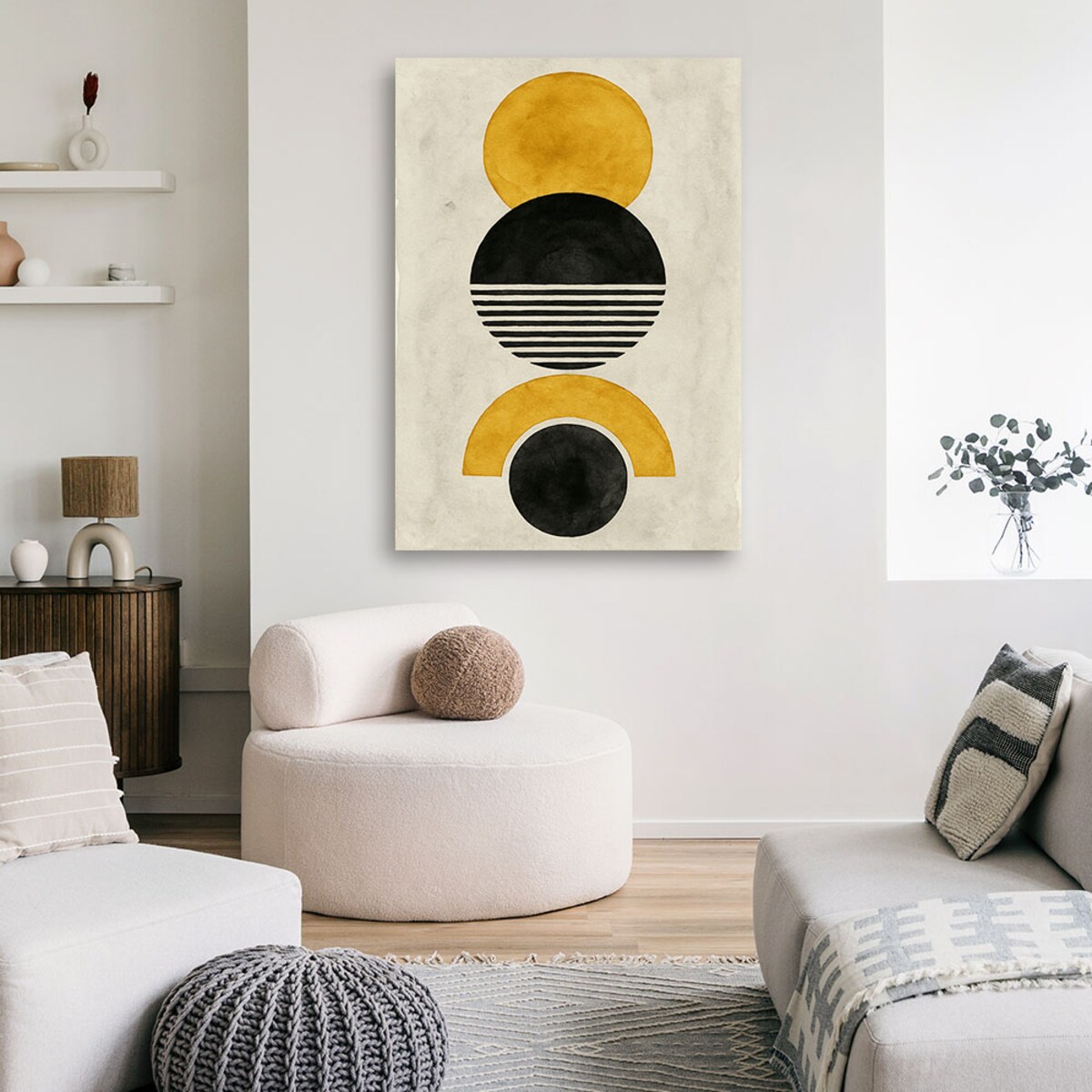 Feeby Obraz na płótnie, Koła abstrakcja geometryczna sepia 60x90