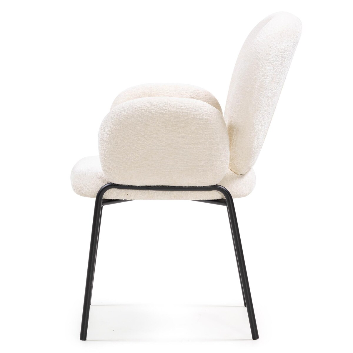 Krzesło do jadalni ecru/czarne metalowe nogi