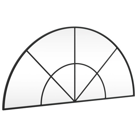 vidaXL Lustro ścienne, czarne, 100x50 cm, zakończone łukiem, żelazo