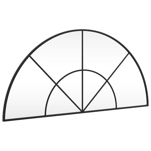 vidaXL Lustro ścienne, czarne, 100x50 cm, zakończone łukiem, żelazo