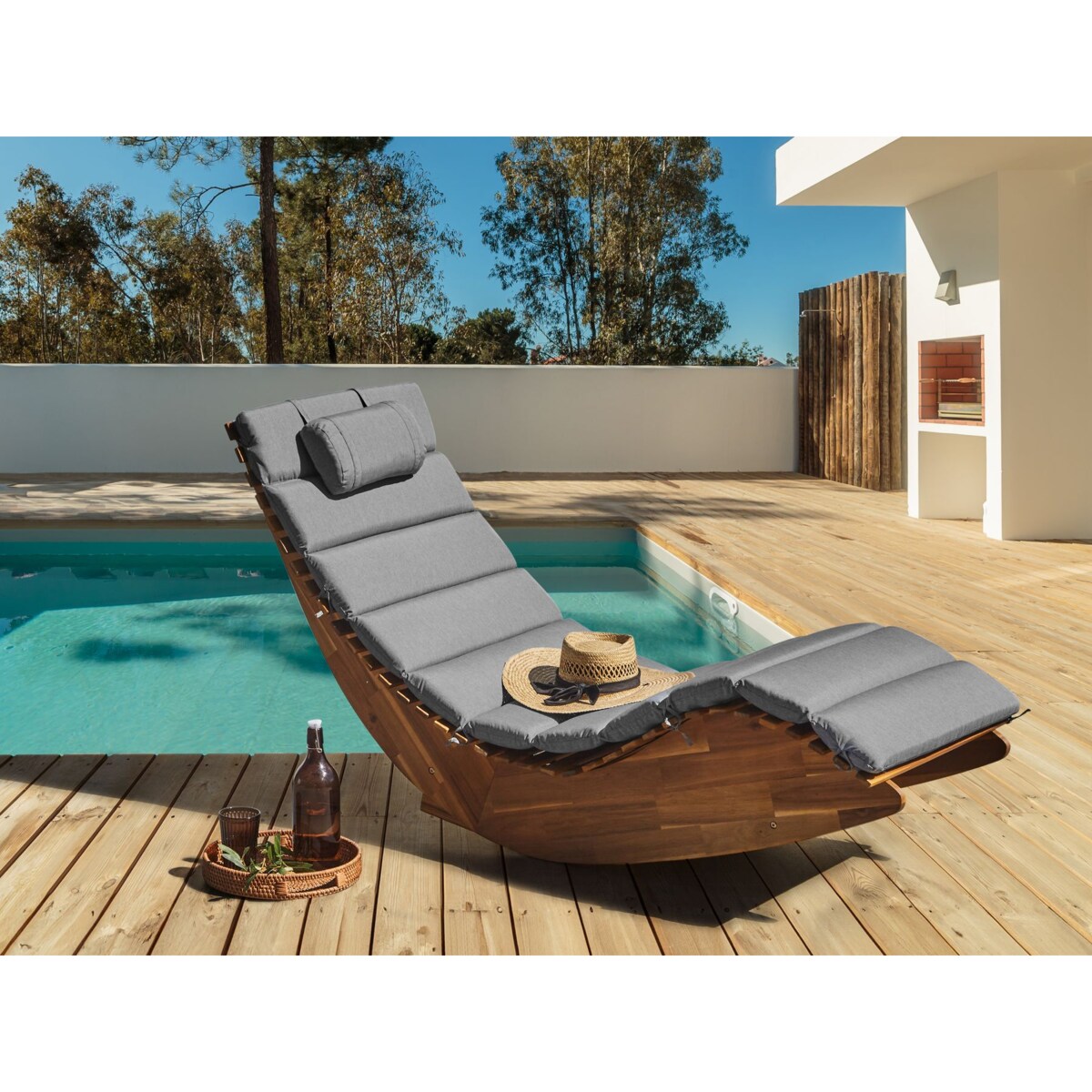 Poduszka na leżak ogrodowy BRESCIA PREMIUM 180 x 60 cm Szary