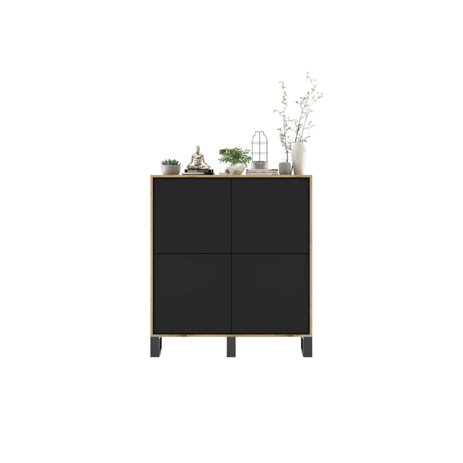 Komoda Industrialna Komoda Loft Czarny MAT Dąb Wotan 113 cm