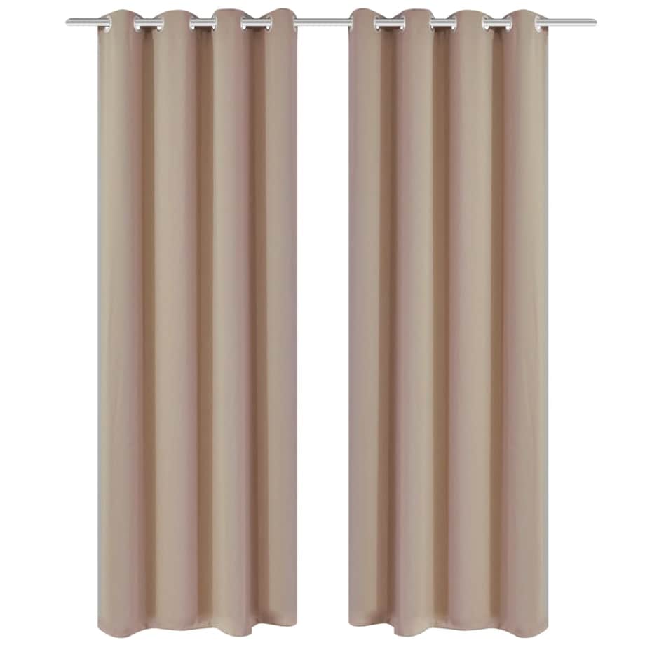 vidaXL Zasłony zaciemniające z kółkami, 2 szt., 135 x 175 cm, kremowe