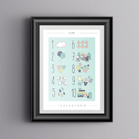 Plakat dla dzieci Liczby miętowe 20x30