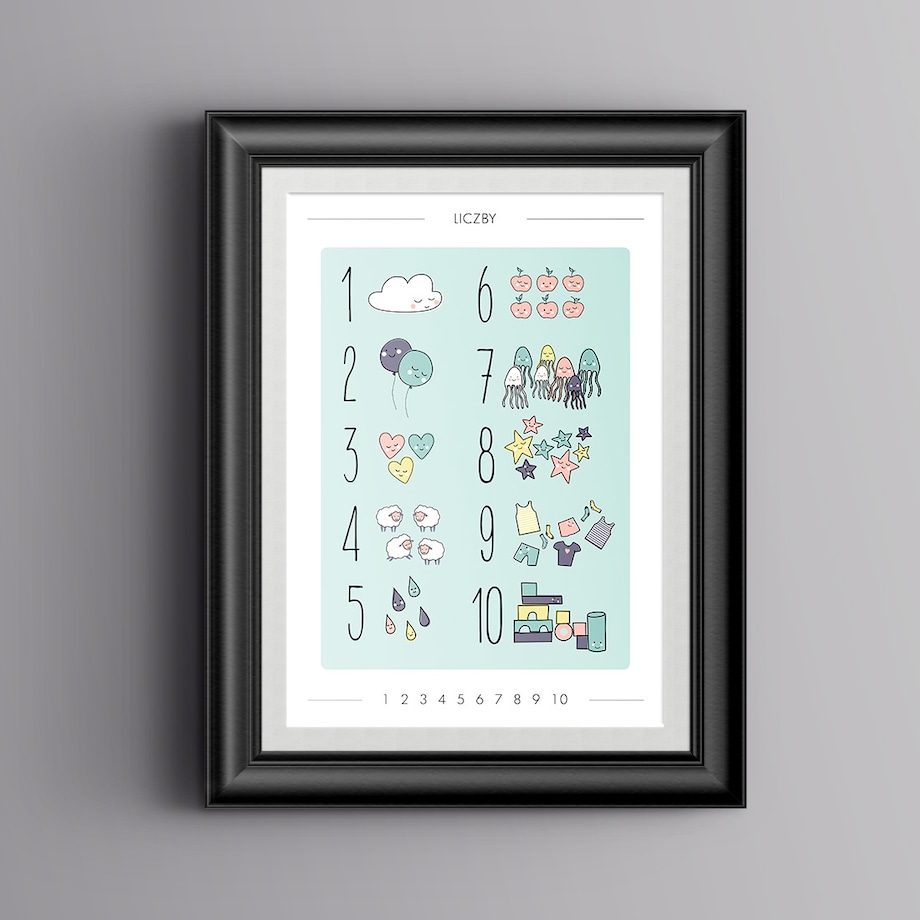 Plakat dla dzieci Liczby miętowe 20x30