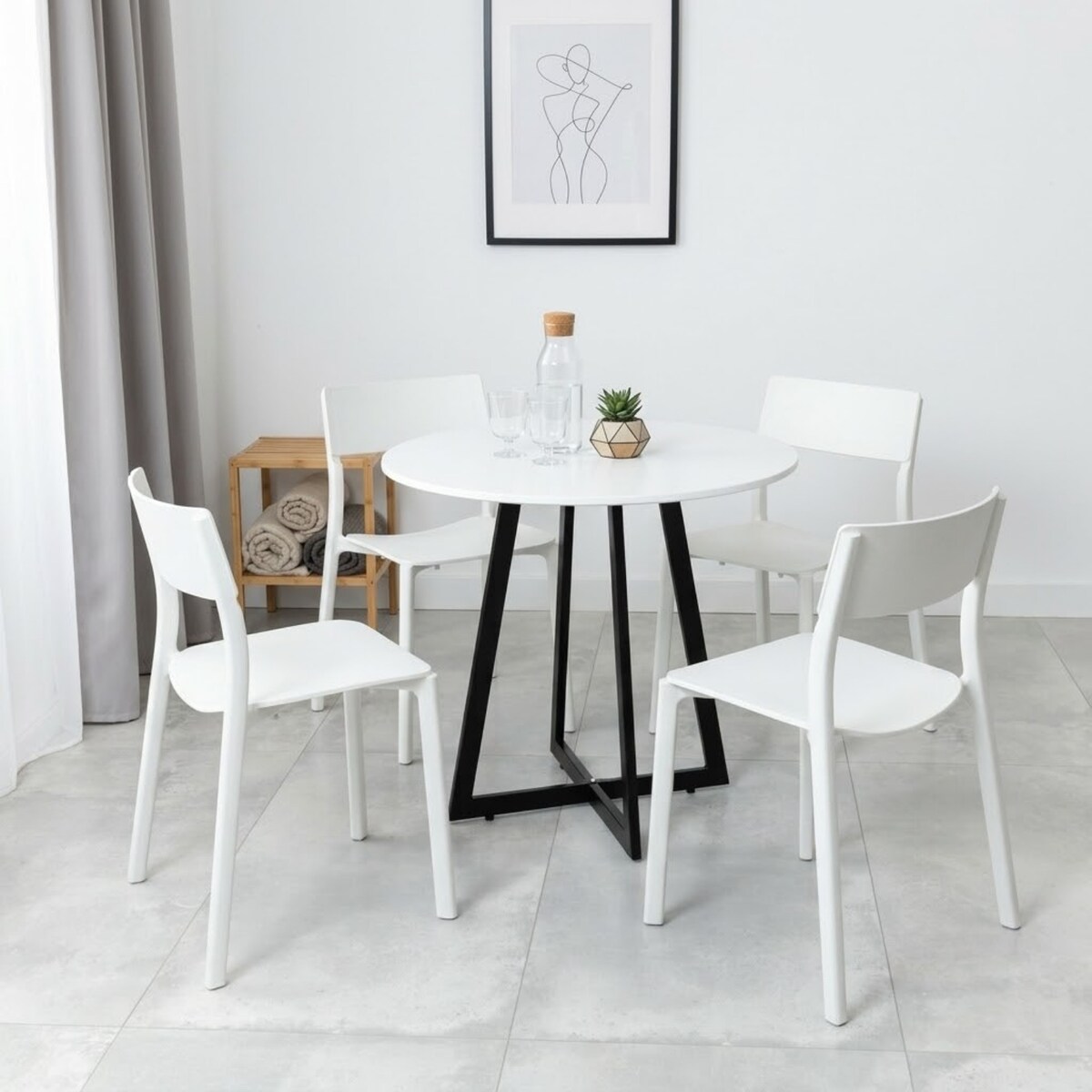 Stół okrągły 80 cm do salonu jadalni loftowy nowoczesny industrialny biały