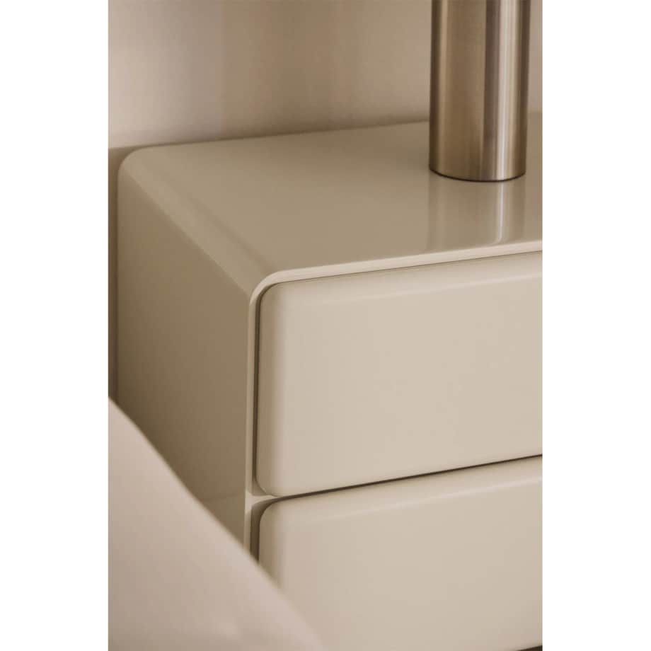 Szafka nocna 50x40 cm z dwoma szufladami z MDF Sheila, kremowa