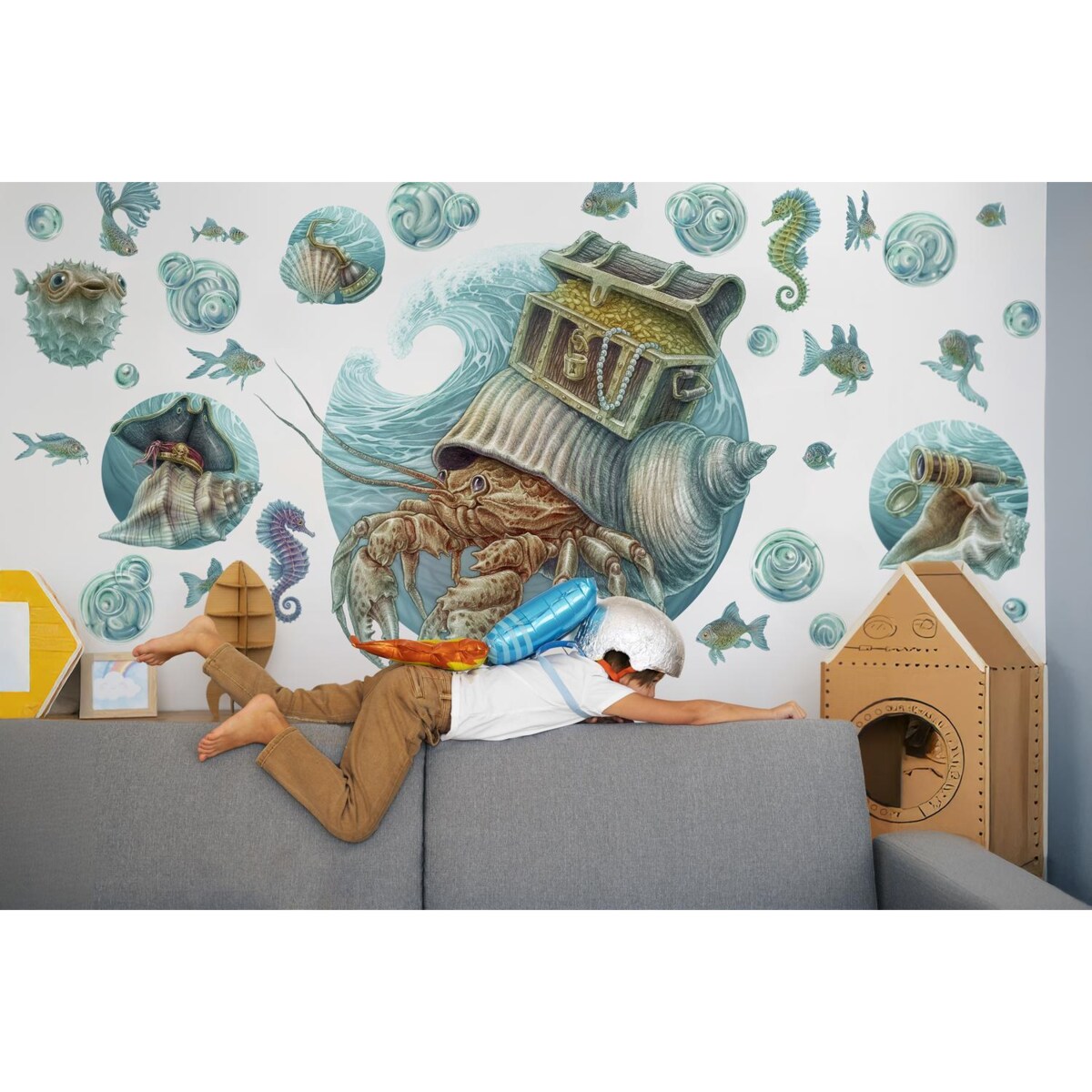 Zestaw naklejek na ścianę, Świat kraba, 60cm