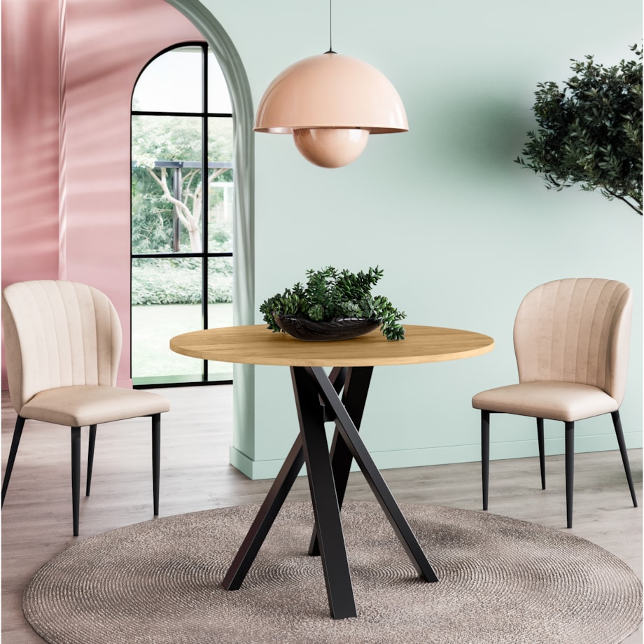 Okrągły stół IGO na matealowej podstawie średnica blatu 100cm- craft złoty