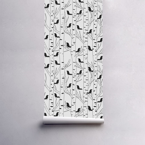 Tapeta Ptaki na brzozie, 416x254cm