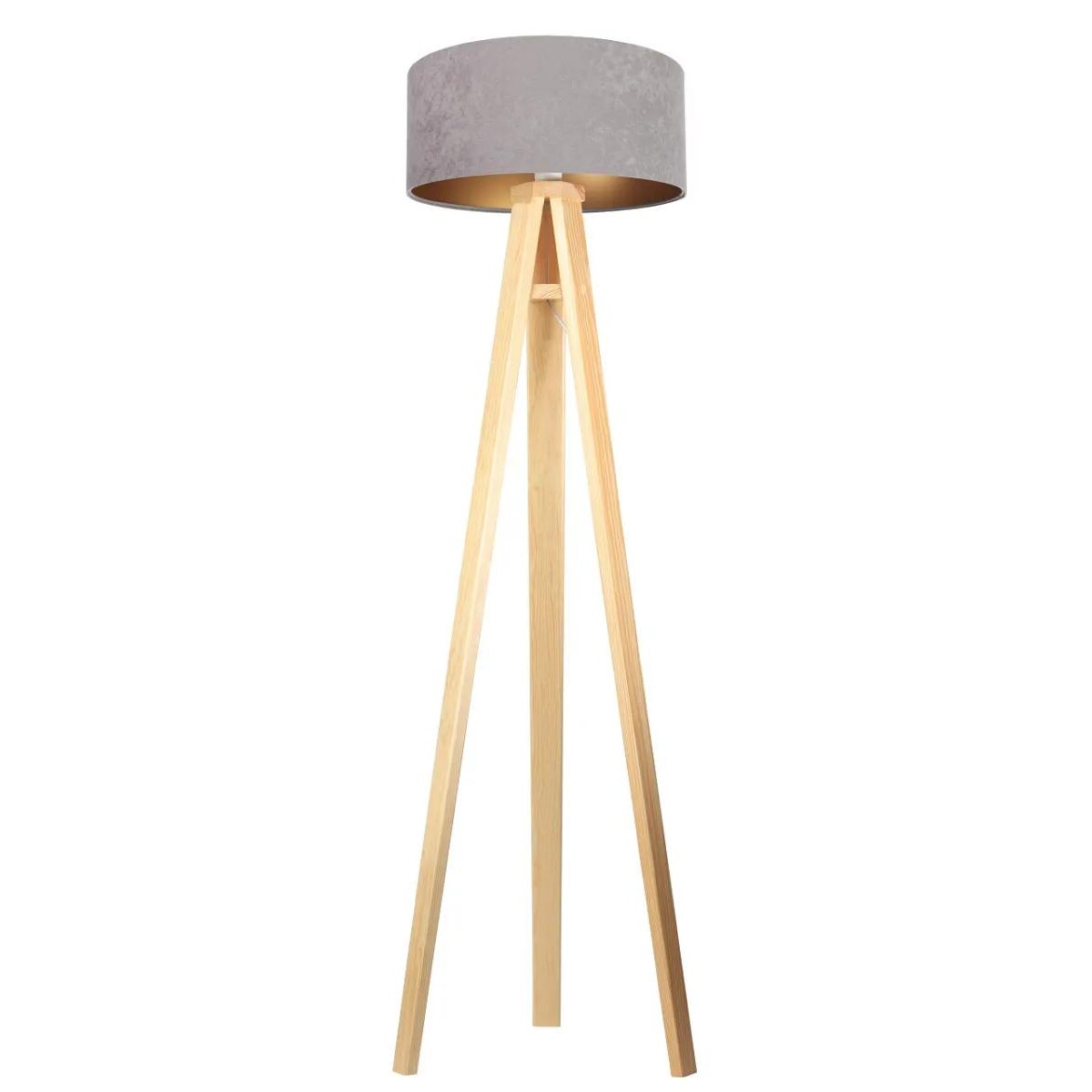 Lampa stojąca HOME 40 szara/złota/sosna