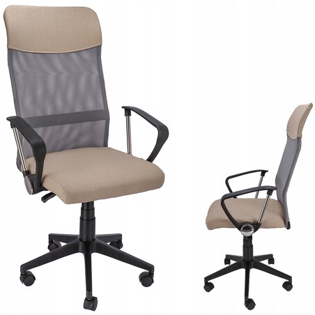 Fotel Krzesło Do Biurka Biura Zoom Tkanina Beż