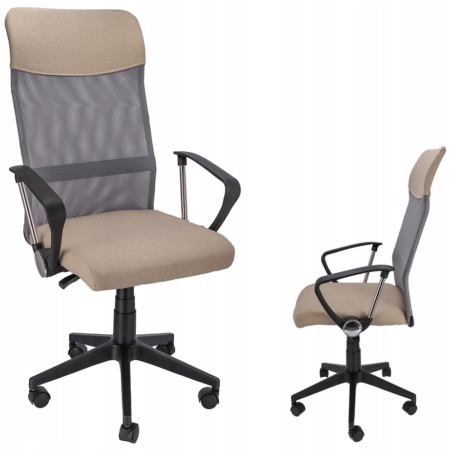 Fotel Krzesło Do Biurka Biura Zoom Tkanina Beż