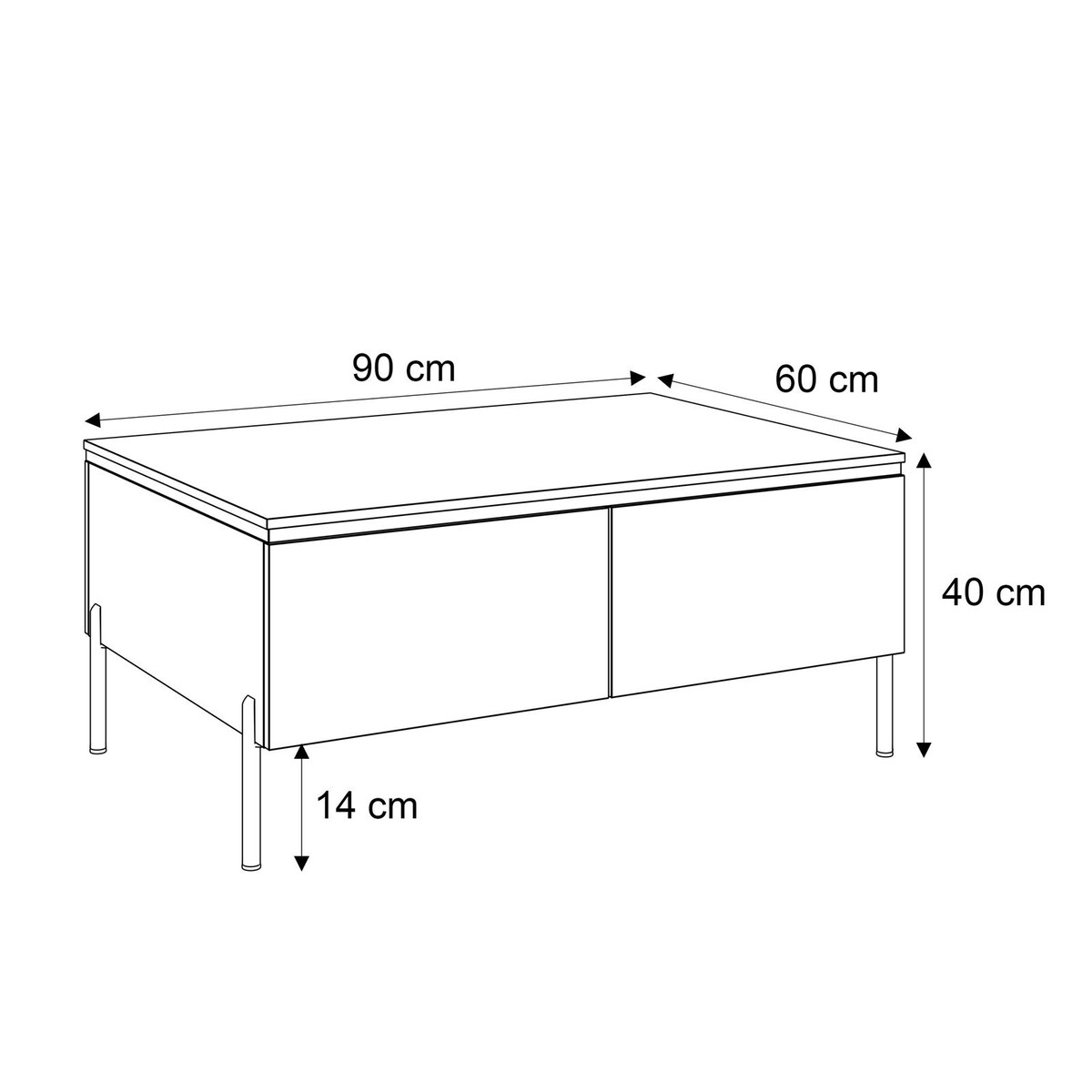 Ława AURORA KASZMIR ze schowkiem nogi proste złote