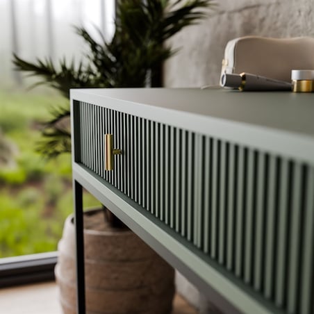 Toaletka MIDNIGHT na stelażu z lustrem i oświetleniem LED, zielona