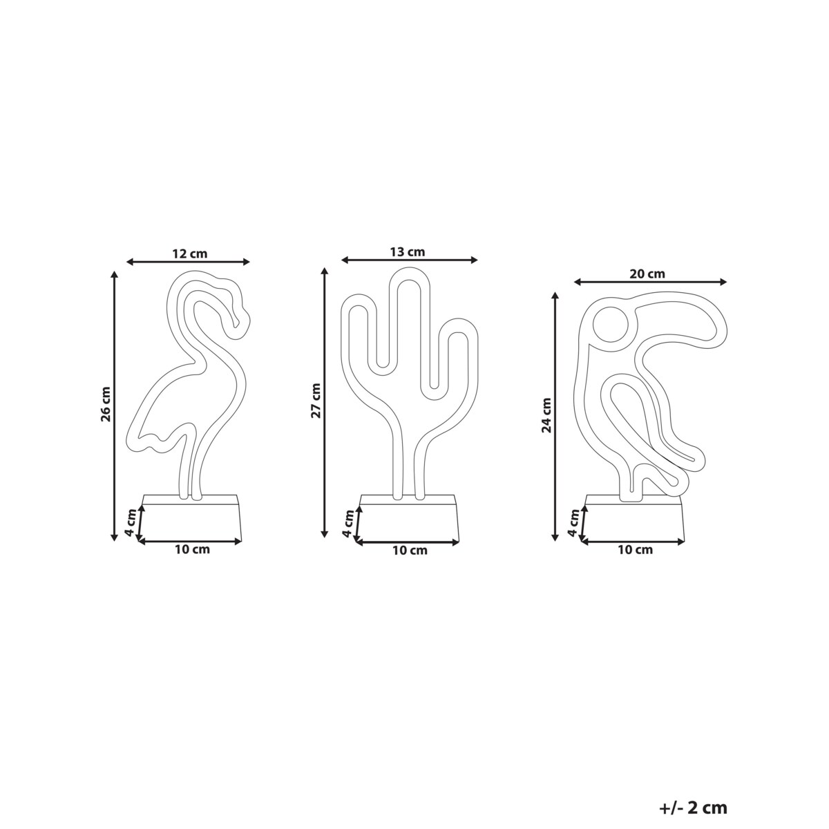 Zestaw 3 neonów LED wielokolorowy MABEL