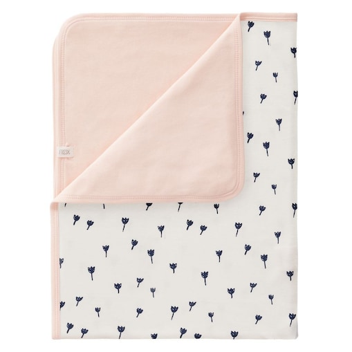 Fresk - Kocyk z bawełny organicznej 80 x 100 cm Tulipany Indigo blue