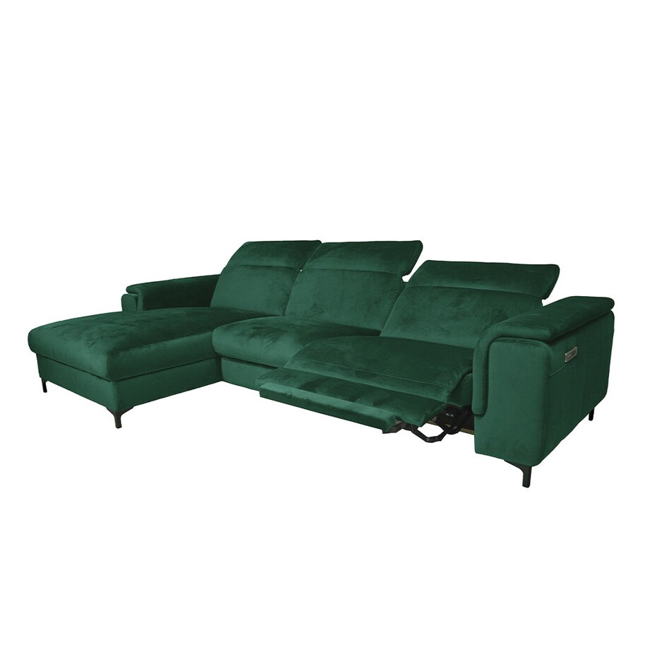 Sofa narożna Brito ciemnozielona z funkcją relaksu