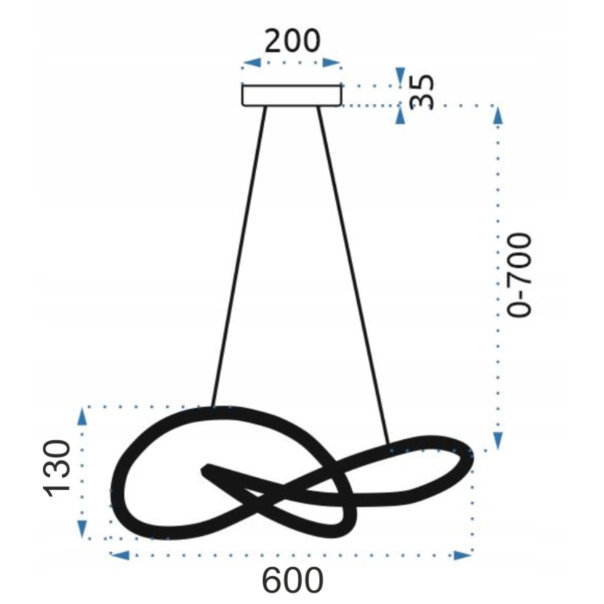Lampa Sufitowa Wisząca Metal Ring Chrom Led +Pilot