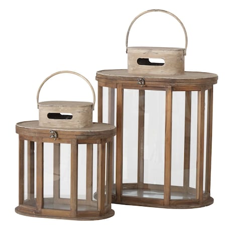 Lampiony drewniane LAURIE, 2 sztuki